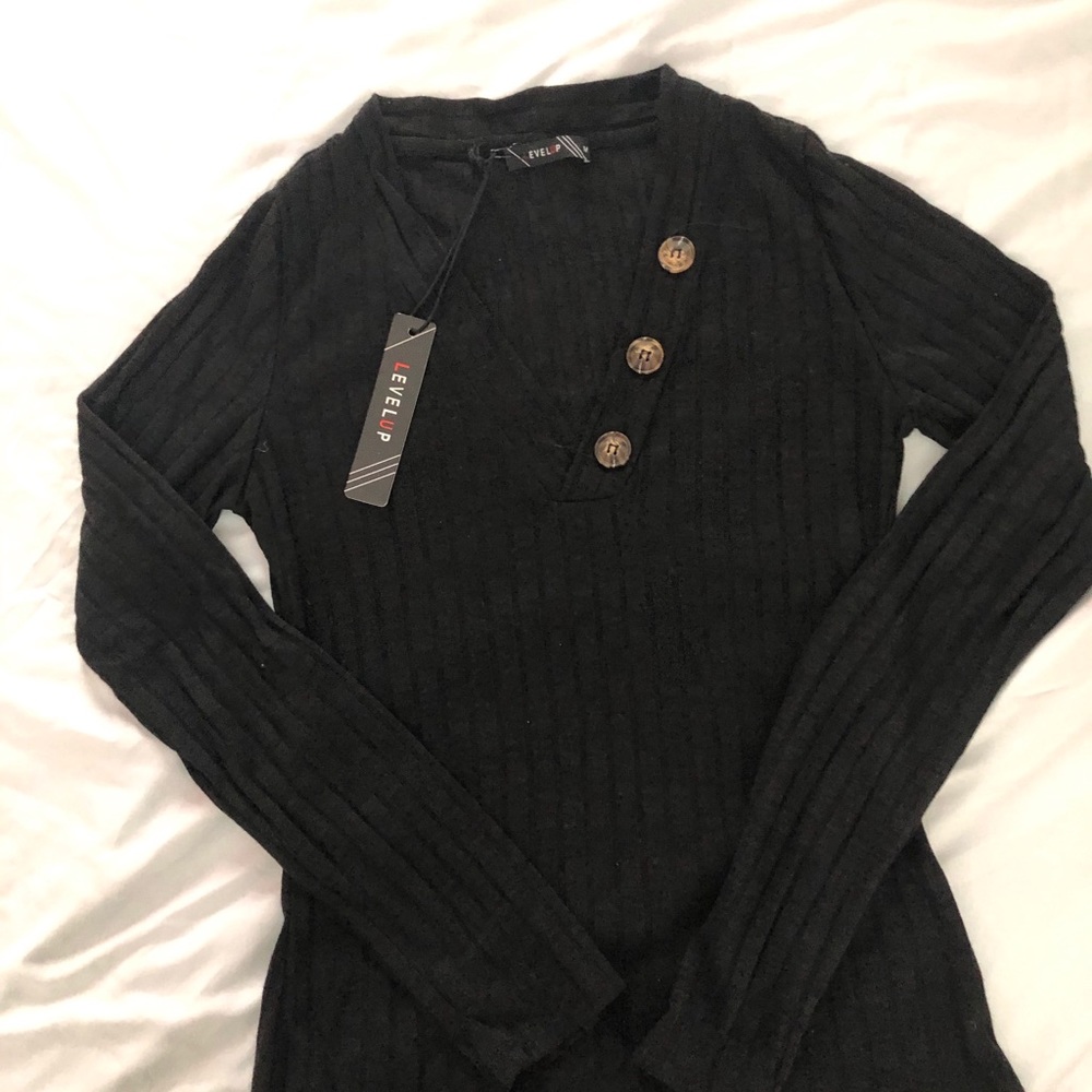 SOLD NWT Black Top with Buttons SOLD